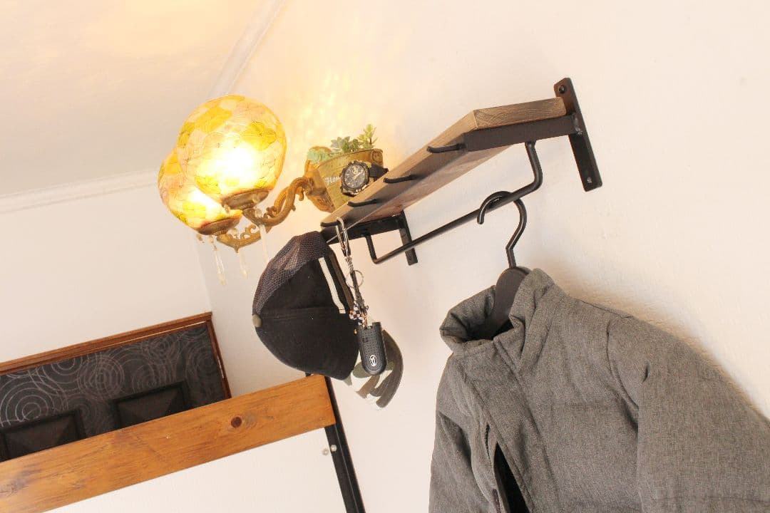 アイアンアン壁掛け小物掛け＆ハンガーラック・飾り棚