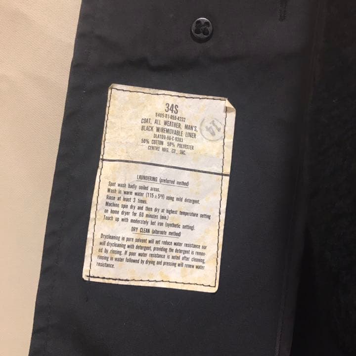 米軍　オールウェザーコート ステンカラー　サイズ34S