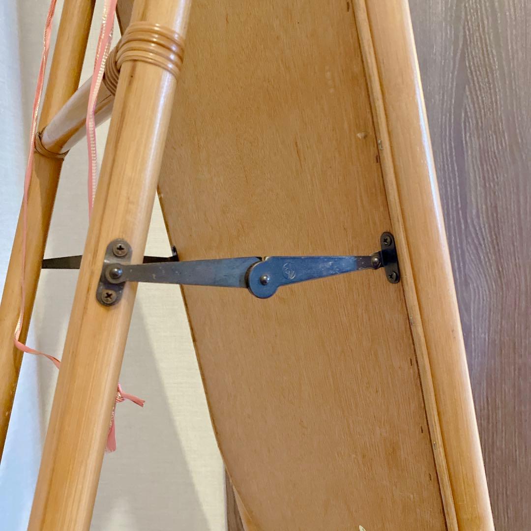 昭和レトロ ラタン調 オーバル型 姿見 全身鏡 スタンドミラー