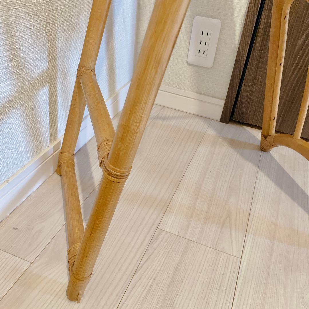 昭和レトロ ラタン調 オーバル型 姿見 全身鏡 スタンドミラー