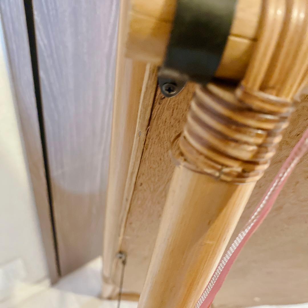 昭和レトロ ラタン調 オーバル型 姿見 全身鏡 スタンドミラー