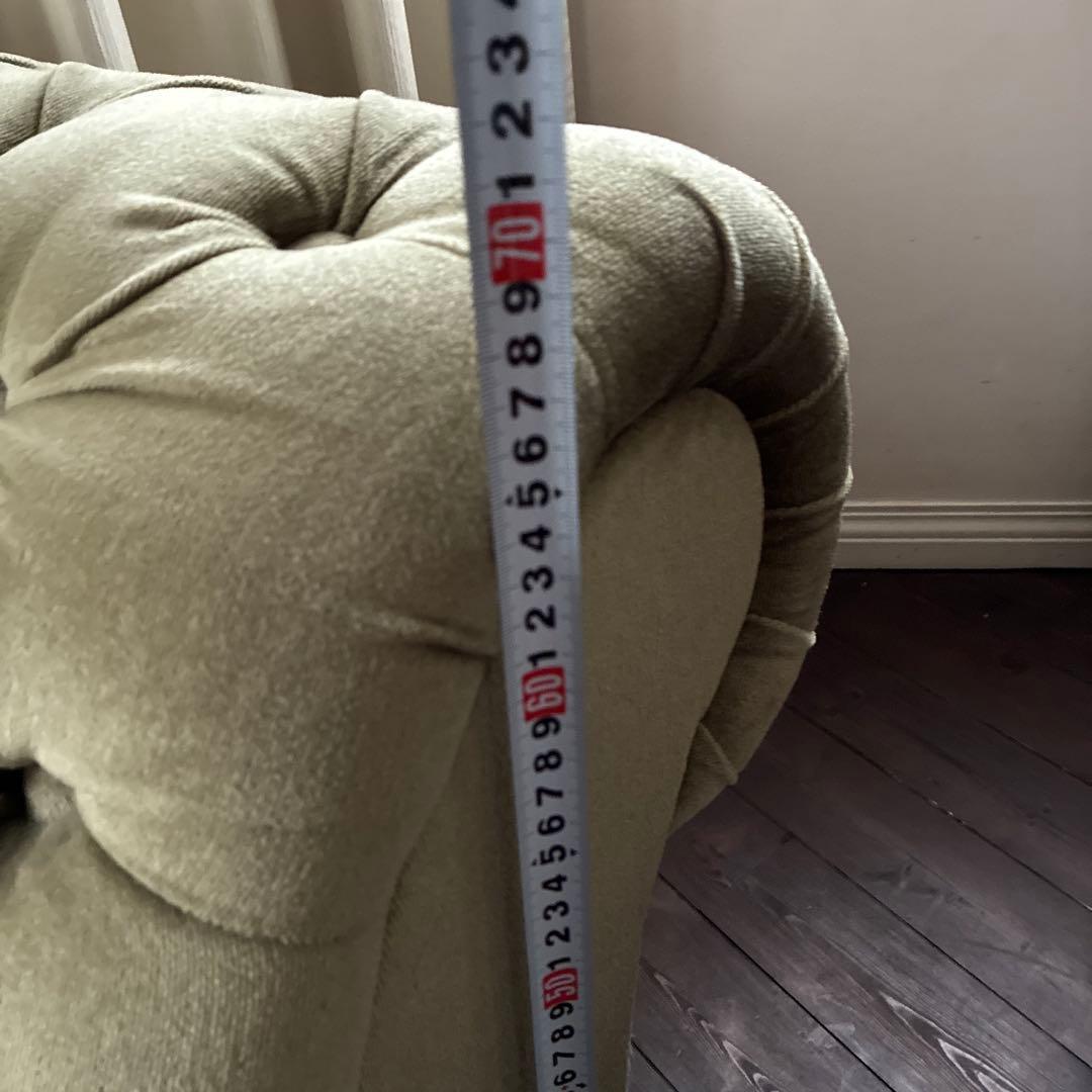 アンティーク　カーキ　グリーン　深い色　ソファー　ロー