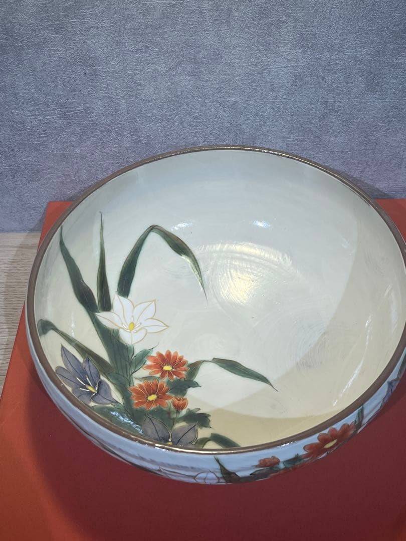 陶あん 京焼 清水焼 秋草文 桔梗 女郎花 深鉢 大鉢 菓子鉢