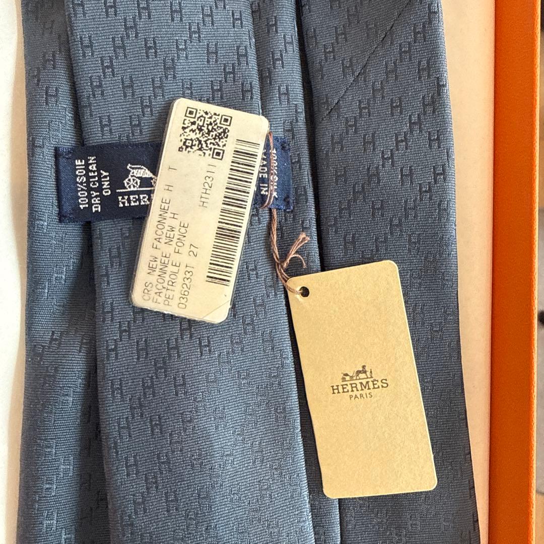 HERMES ネイビー パターン ネクタイ