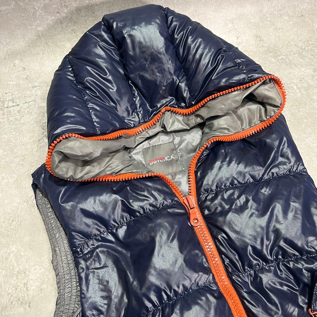 DUVETICA デュベティカフード付きダウンベスト 48 ネイビー/オレンジ