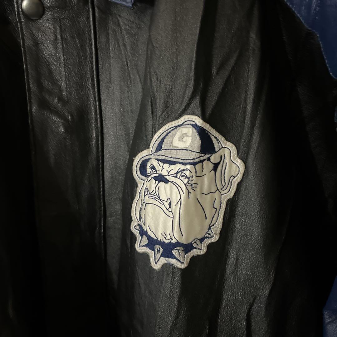 【希少】ジョージタウン・ホヤス 本革 カレッジ レザージャケット ブルドッグ