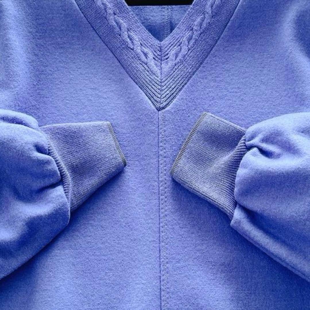 希少✨人気アナイ　スムースジャージーケーブルワンピース　ブルーボリュームスリーブ