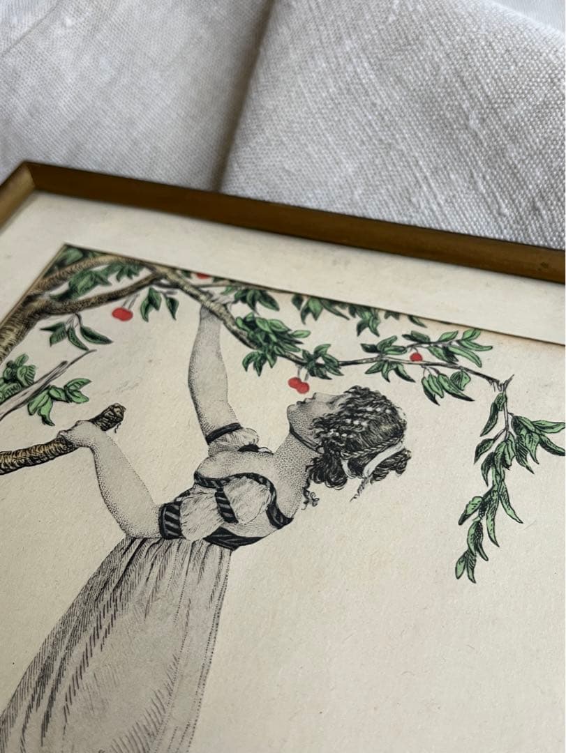 ◆フランスアンティーク｜希少なフランス絵画「さくらんぼ」