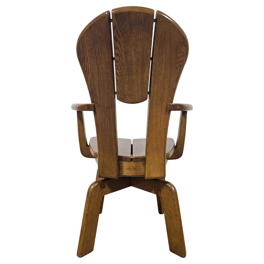 浜本工芸 回転アームチェア③ ダイニングチェア 板座 木製 国産家具 刻印有