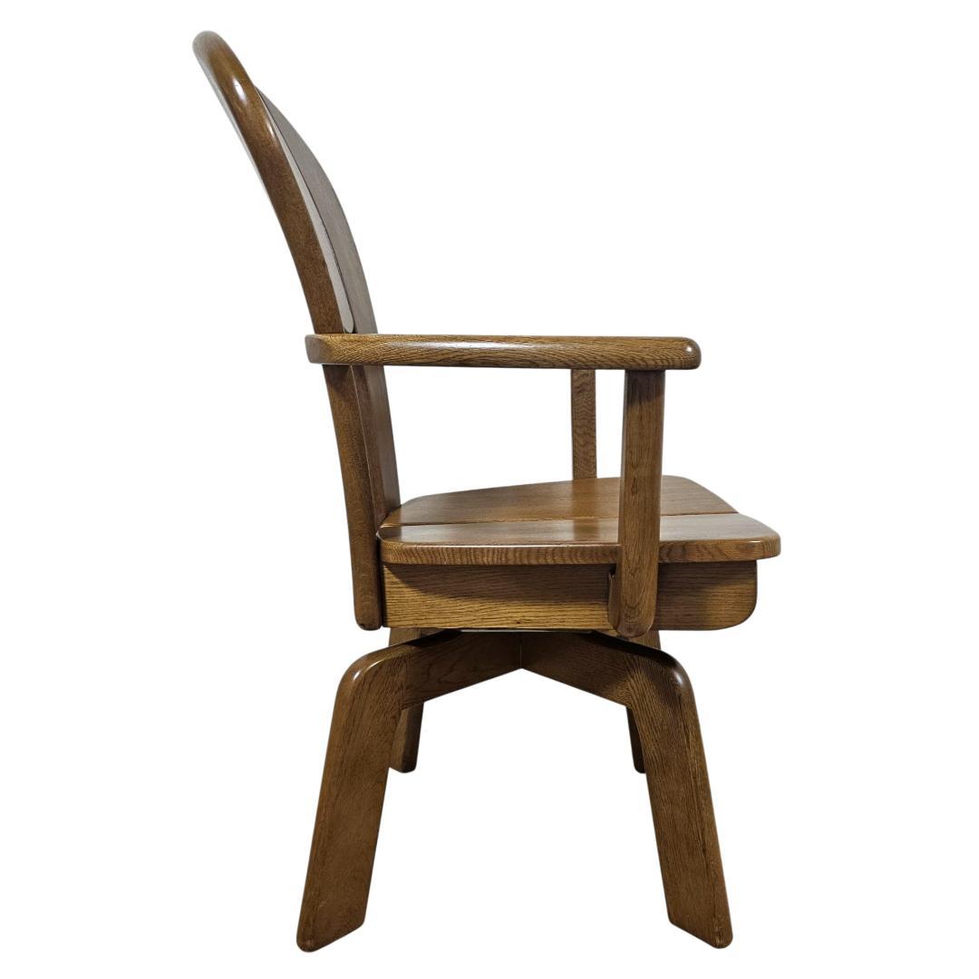 浜本工芸 回転アームチェア③ ダイニングチェア 板座 木製 国産家具 刻印有