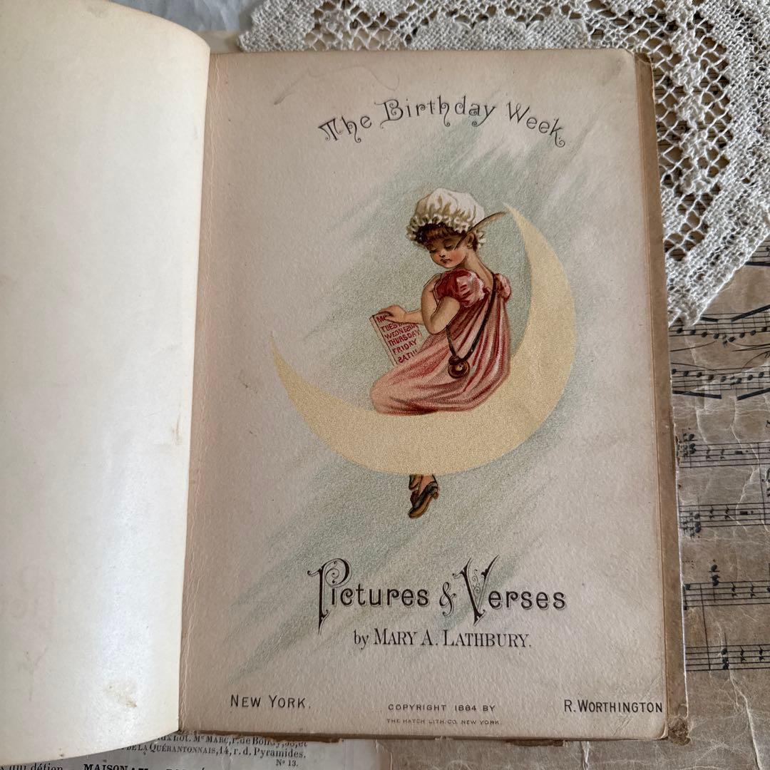 難有1894年アンティーク美しい挿絵の絵本　洋書ジャンクジャーナル古書クロモス