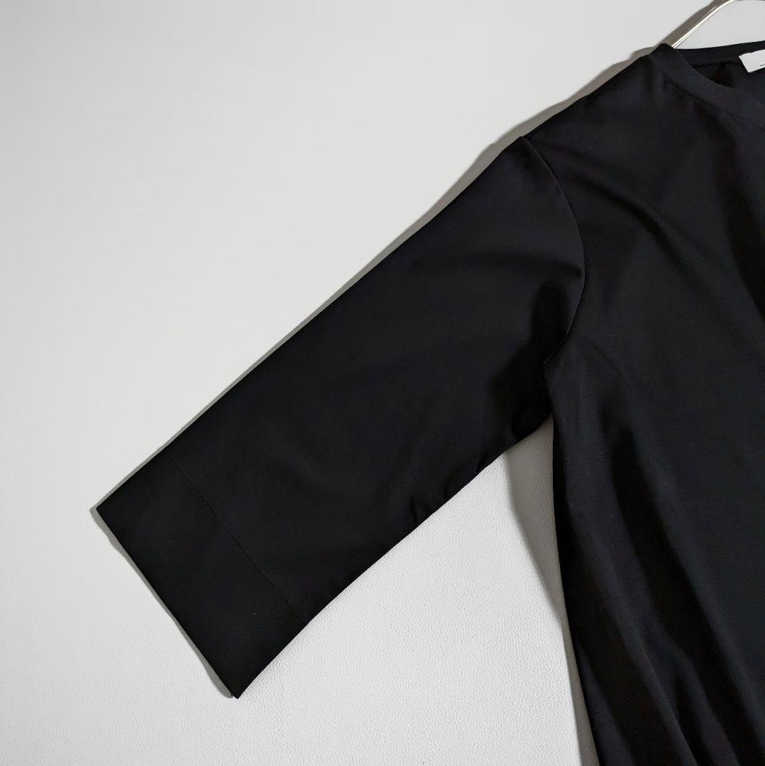 新品◎Aga／バックロング ヘムラインロングカットソー チュニック ブラック黒