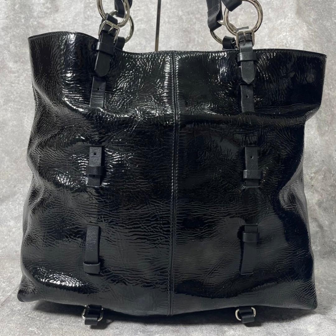美品　バリー　大容量　トートバッグ　黒　光沢　メンズ　A4対応