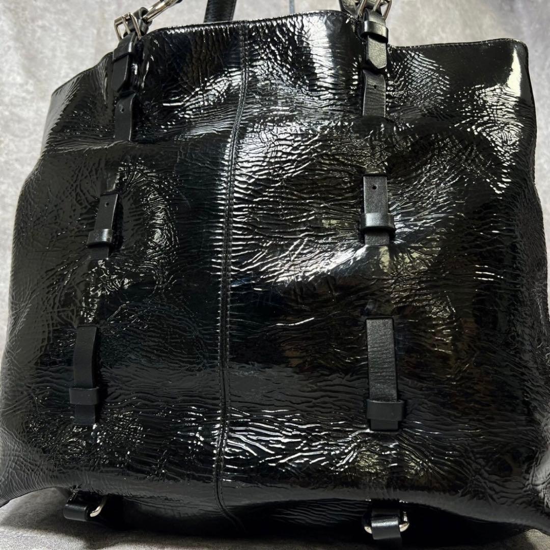 美品　バリー　大容量　トートバッグ　黒　光沢　メンズ　A4対応