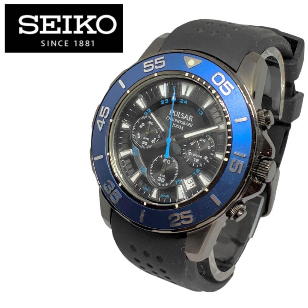 特*日様 【電池交換 動作確認済】SEIKO PULSAR クロノグラフ 防水