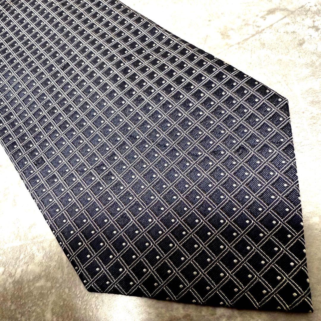 【✨極美品✨】GUCCI グッチ ネクタイ 格子柄 G柄 ブラック ハイブランド