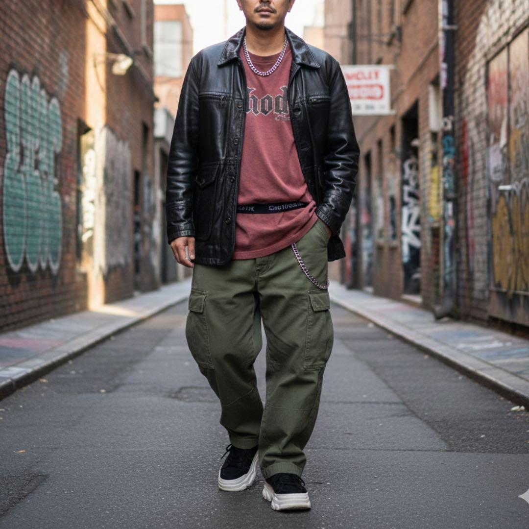 高級本革✨ラムレザーコート 裏地総柄 オクラホマ州章ボタン 黒 L〜XL相当