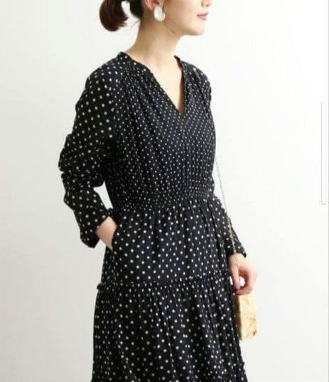 IENA別注 ne Quittez pas ドットプリントティアードワンピース