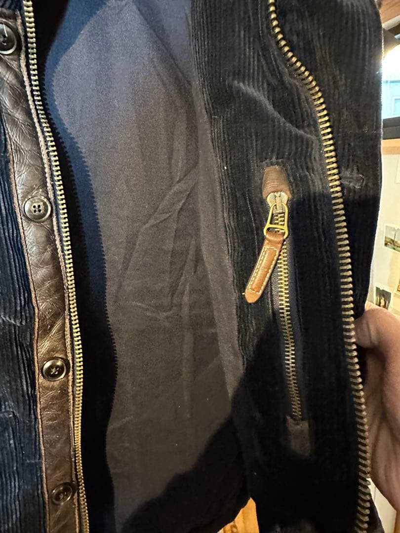 ラルフローレン　ダウンベスト　コーズ　レザー　ralph laurent L