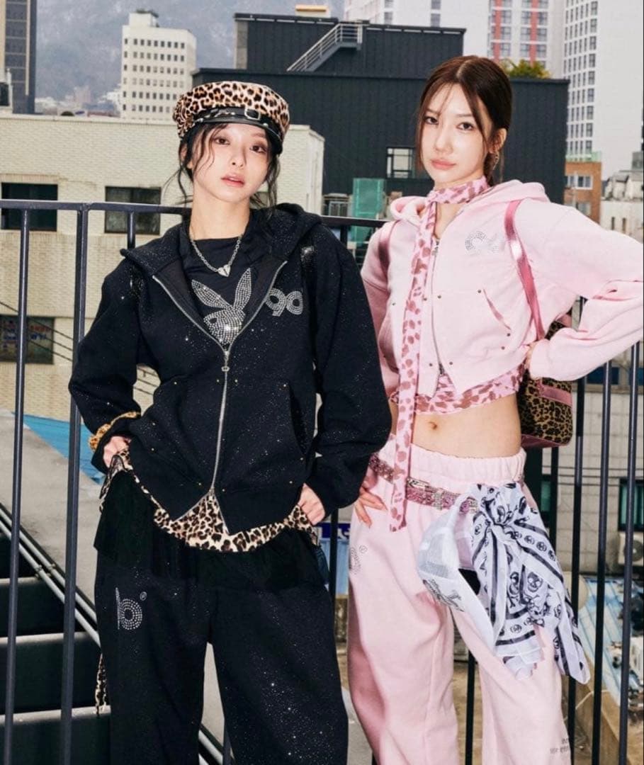 トップス 9090girl Logo Glitter Zip Hoodie