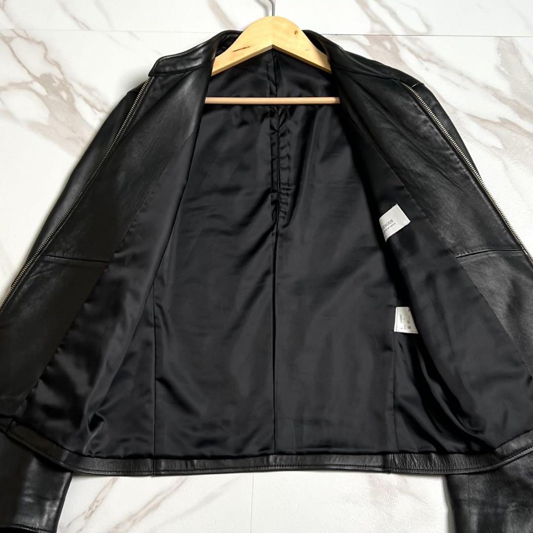 美品　ステュディオス　シングルライダースジャケット　ラムレザー　ブラック