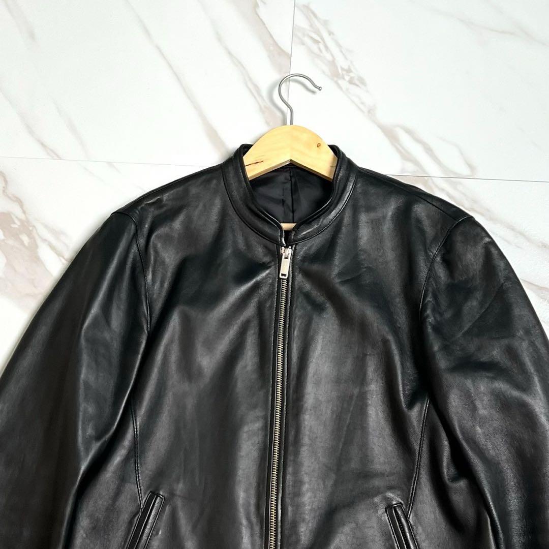 美品　ステュディオス　シングルライダースジャケット　ラムレザー　ブラック