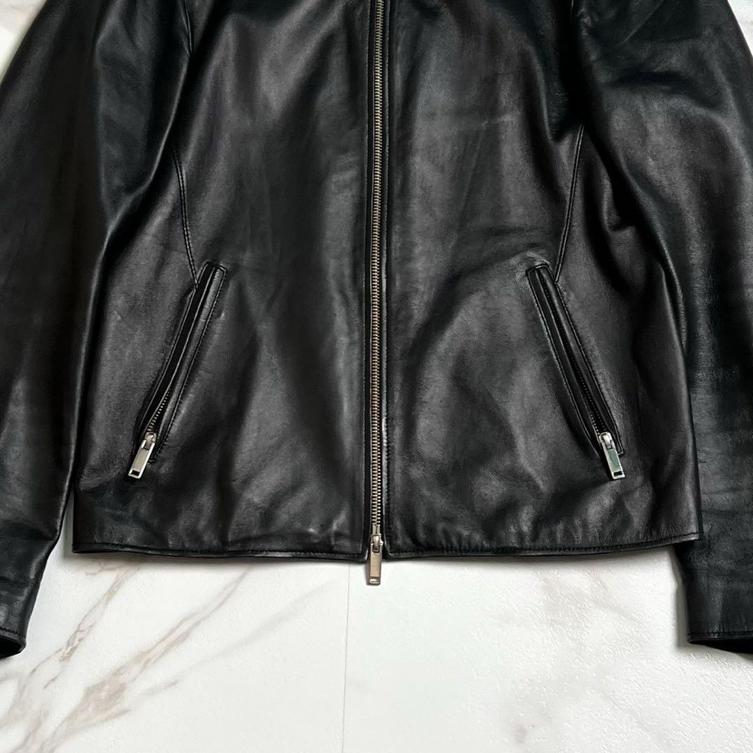 美品　ステュディオス　シングルライダースジャケット　ラムレザー　ブラック