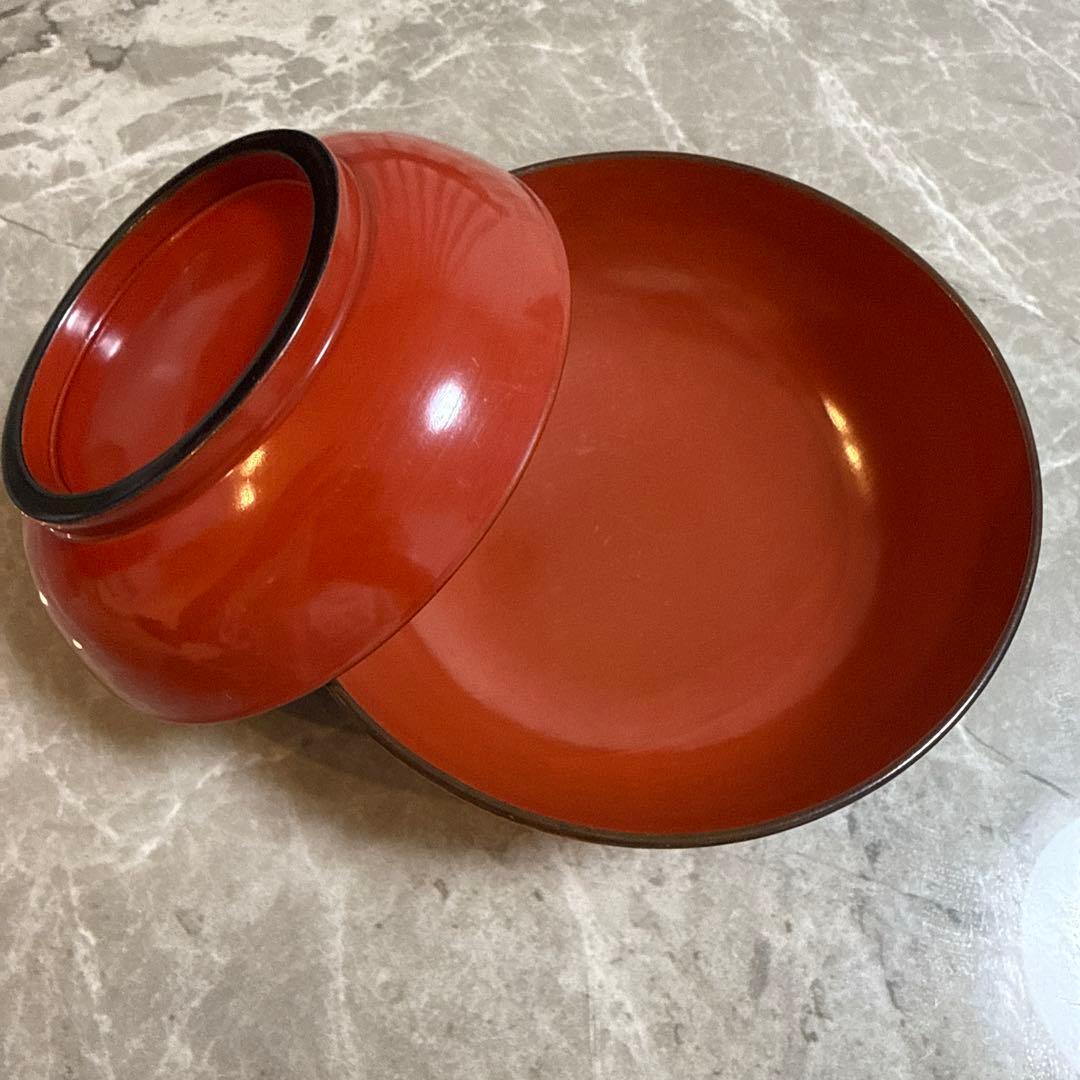 赤い蓋つき煮物椀 5客セット