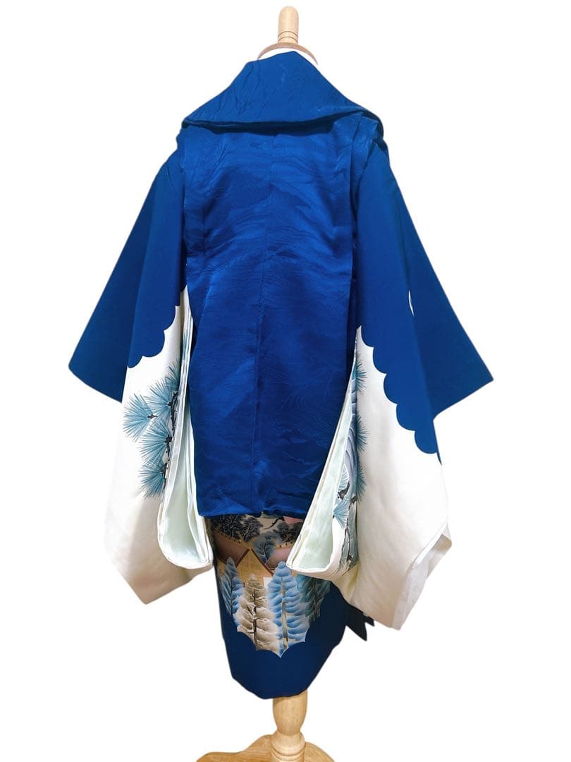 正絹セット♡七五三　3歳　男の子　紺色系　鷹　レトロ