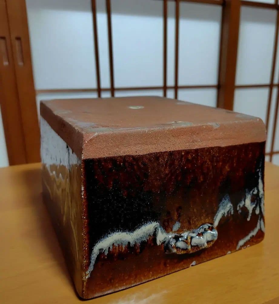 会津本郷焼 宗像窯 鰊鉢 ニシン鉢 角鉢 耳つき 飴釉 民芸