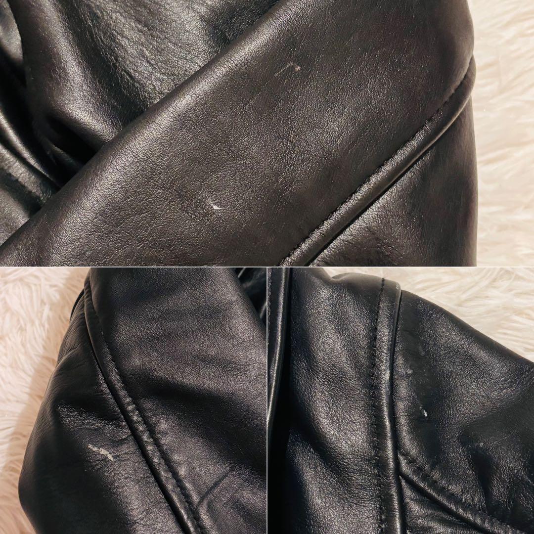 極美品✨TEDラッキーデビル　レザージャケット40 ロゴ刺繍　ブラック