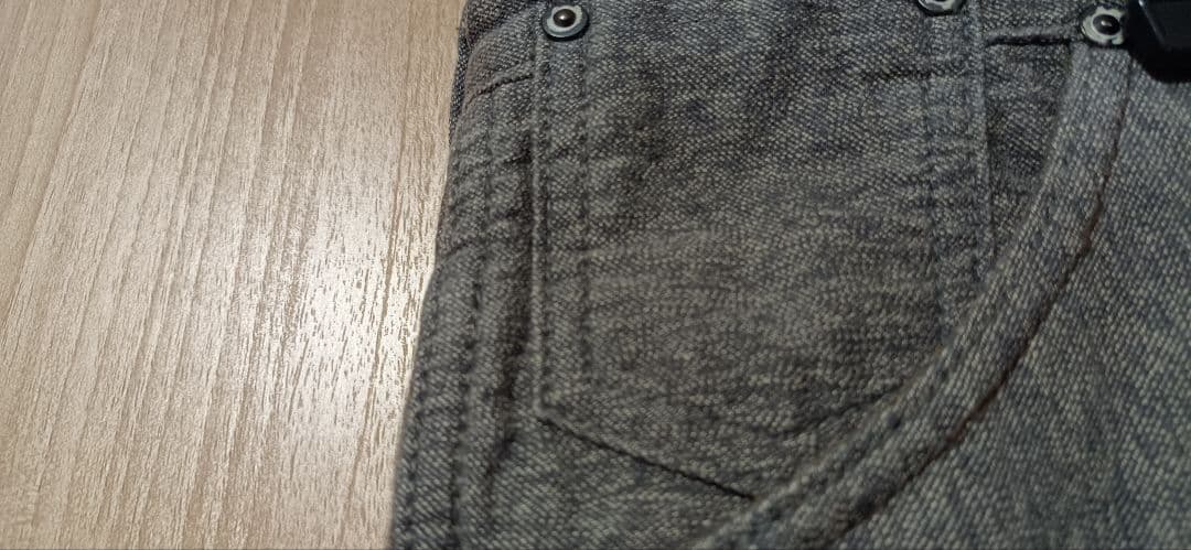 デラックスウエア　ブラックシャンブレー　パンツ　片ポケット　バックストラップ