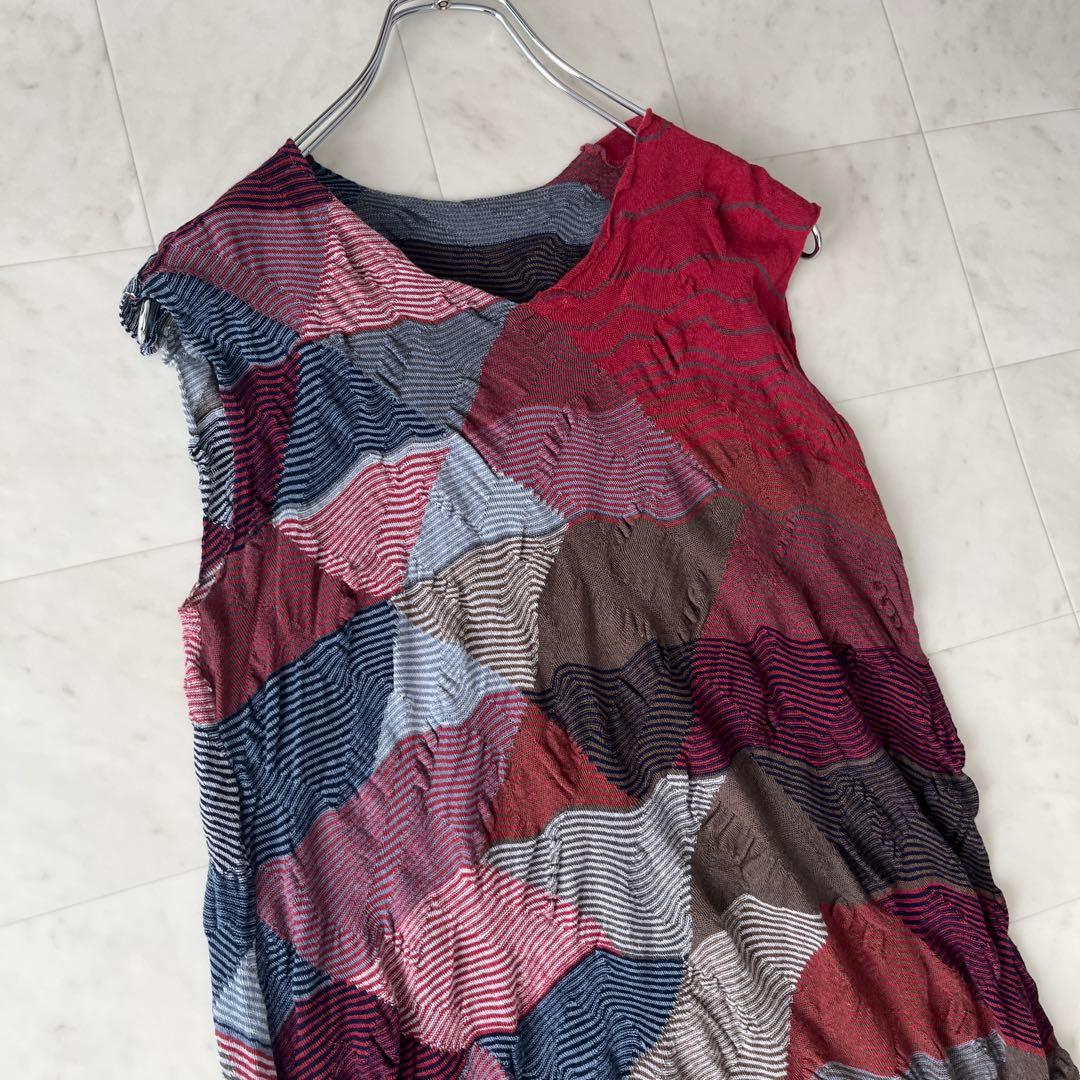 美品 ヨーガンレール パッチワーク リネン ラミー マキシ丈 ワンピース M