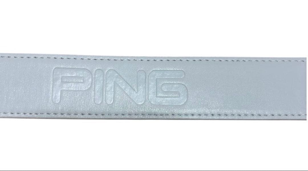 極美品 PING ピン ゴルフ 総柄 リバーシブル ベルト ネイビー×ホワイト