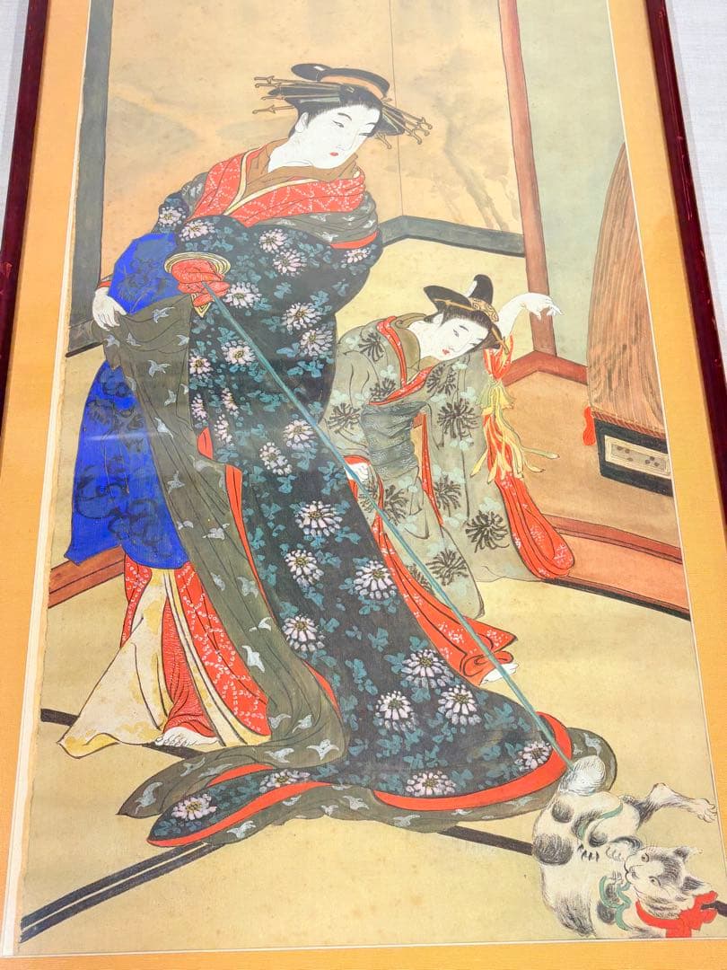 日本画 浮世絵 美人画 猫 絵画 額