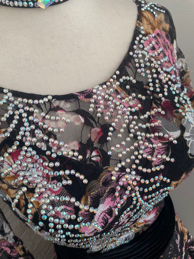 社交ダンスドレス 【forever】⭐️花柄スタンダードドレス　M