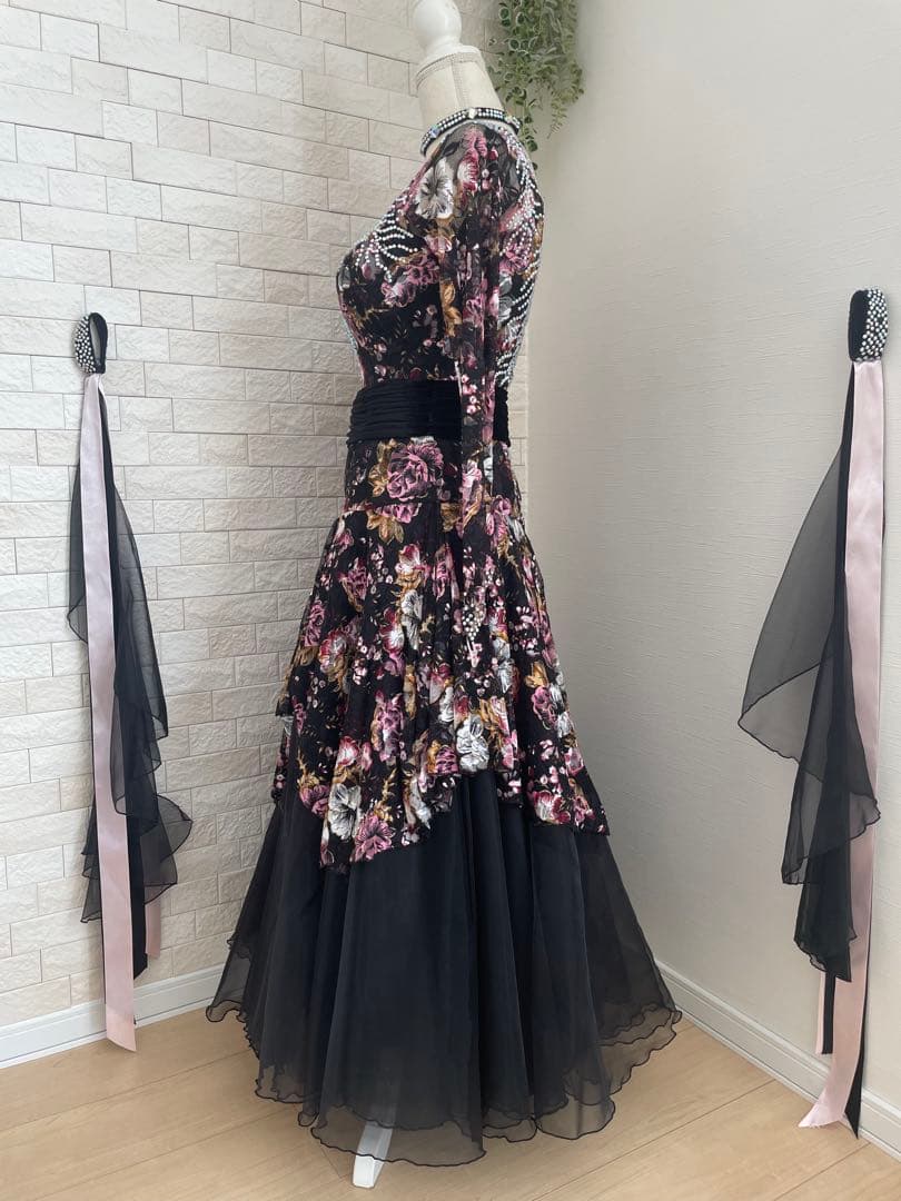 社交ダンスドレス 【forever】⭐️花柄スタンダードドレス　M