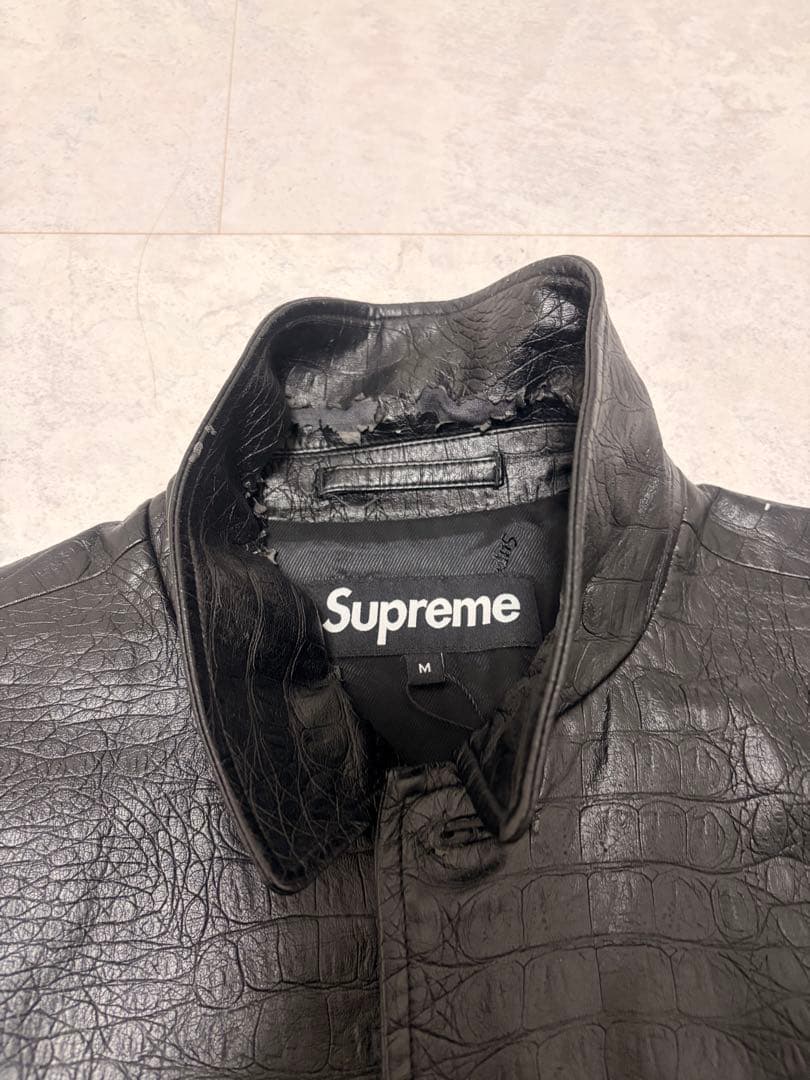 Supreme シュプリーム (M) クロコ型押しカーコート フェイク