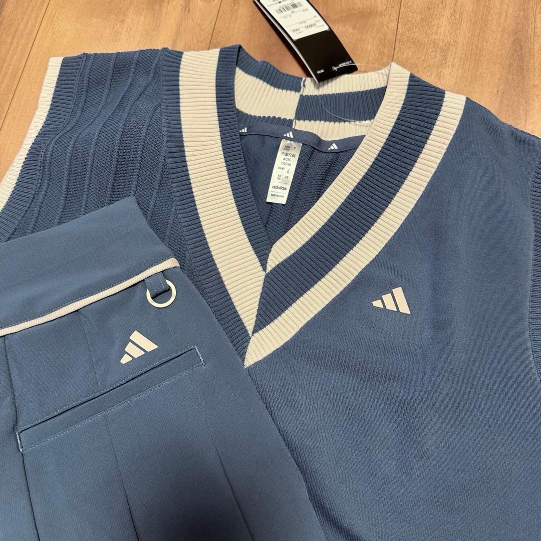 軽量ニット　ベスト　ハイウエストプリーツスカート　セットアップ　サイズXS 春夏