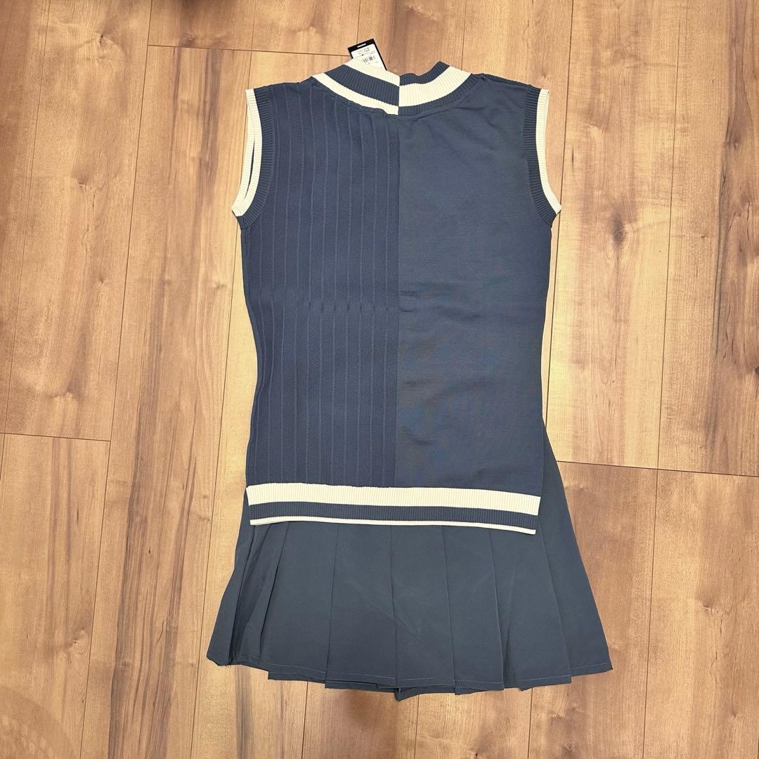 軽量ニット　ベスト　ハイウエストプリーツスカート　セットアップ　サイズXS 春夏