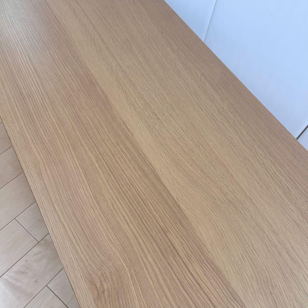 MUJI 無印良品　木製ローテーブル　オーク材　丸脚　収納付き　幅110 突板