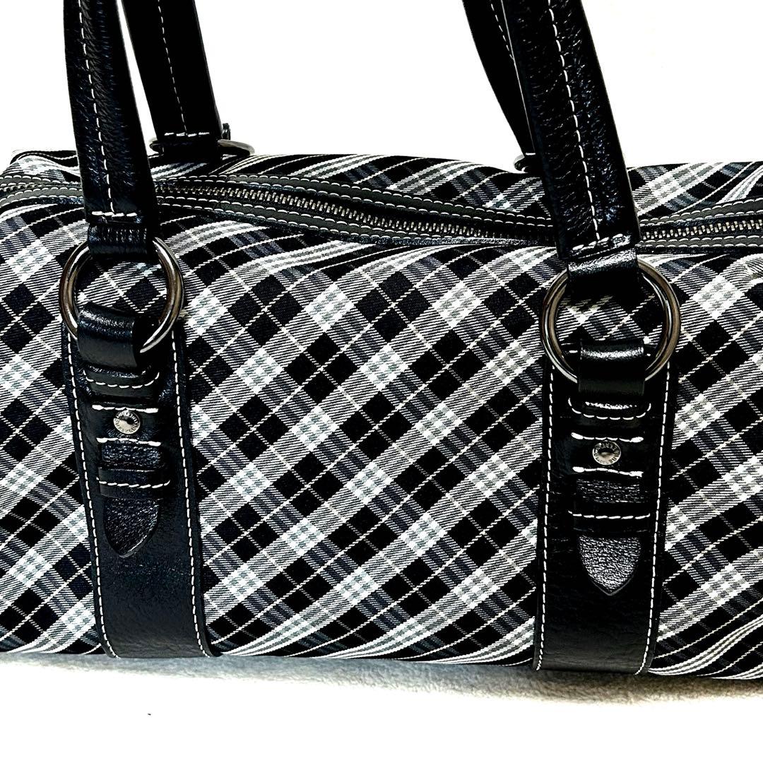 【極美品】バーバリーブルーレーベル　ミニボストンバッグ　マイクロチェック　黒