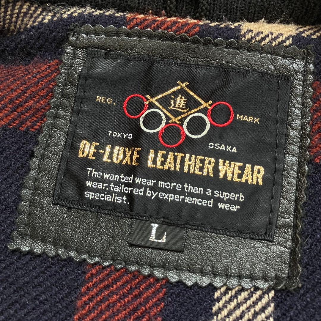 ✨美品✨A-2 レザージャケット シングルライダースジャケット チェック柄 L