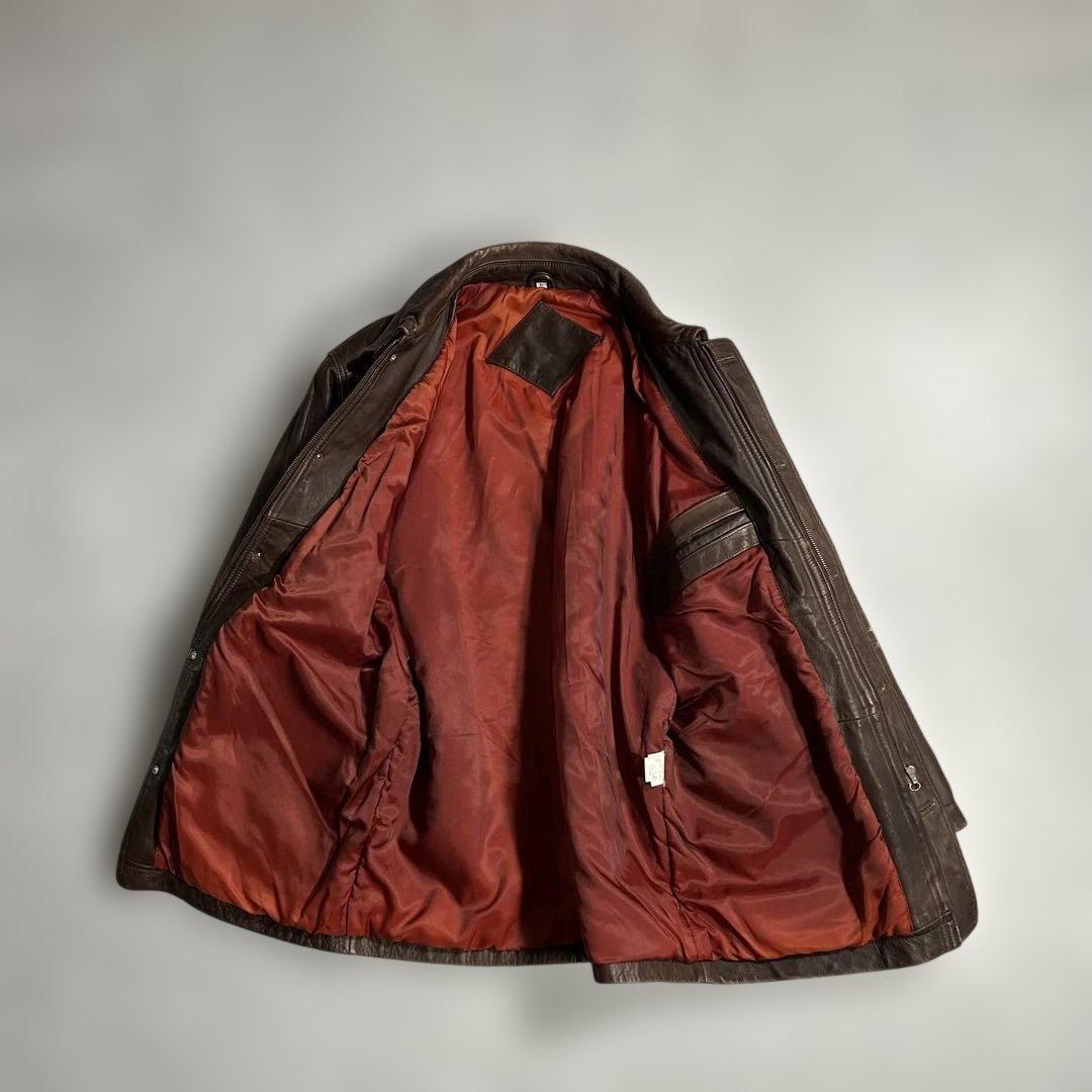 80s 90s vintage カウレザー カーコート ジャケット ブラウン L