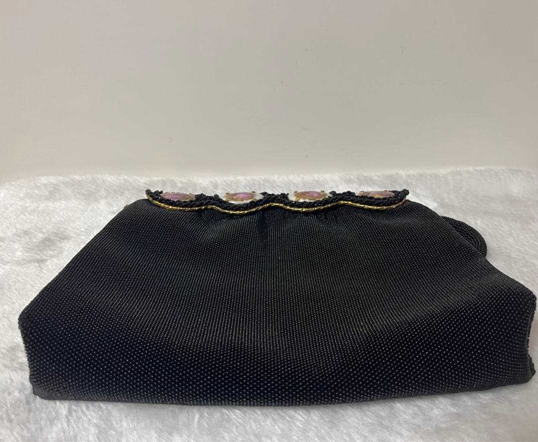 フランス製 パーティーバッグ アンティーク ヴィンテージ ビーズバッグ 黒