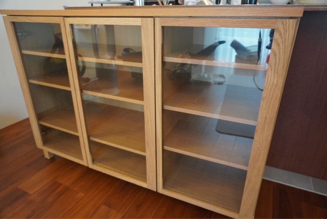 こゆき！！【廃盤希少】無印 オーク材キャビネット・大・ガラス扉(送料込み)