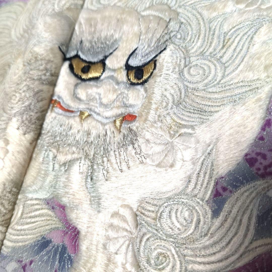 古典幾何グラデ 唐獅子刺繍 留袖リメイクドレス