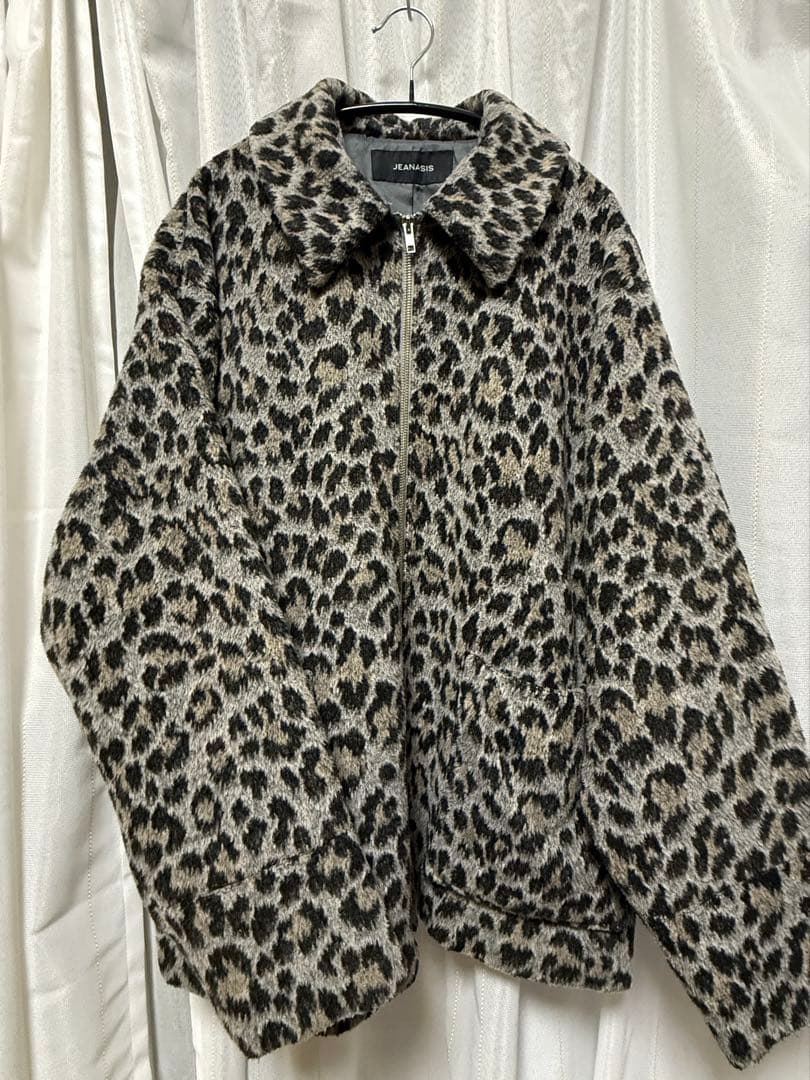 JEANASIS シャギーZIPミドルコート レオパード