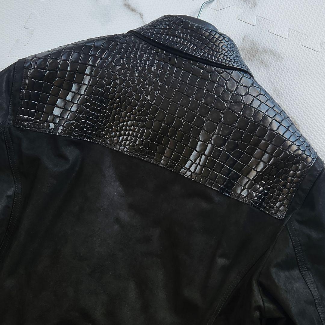 超希少✨XXXL相当 エンポリオアルマーニ レザージャケット クロコ型押し