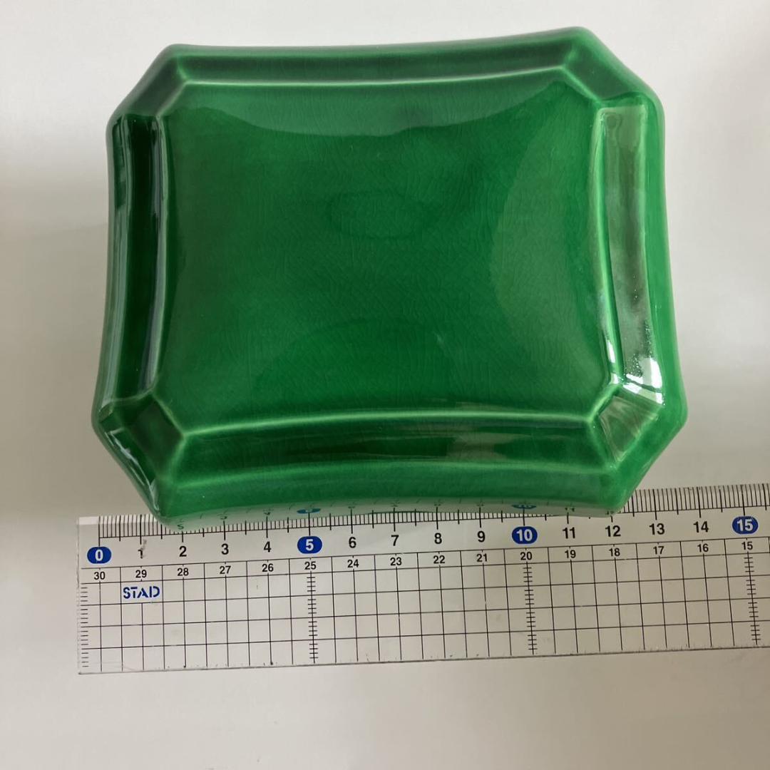 有田焼 福泉窯 緑 八角 長角 蓋物 未使用 福泉 箱物